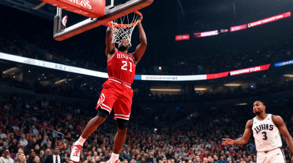 NBA 篮球比赛中球员突破上篮的比赛画面